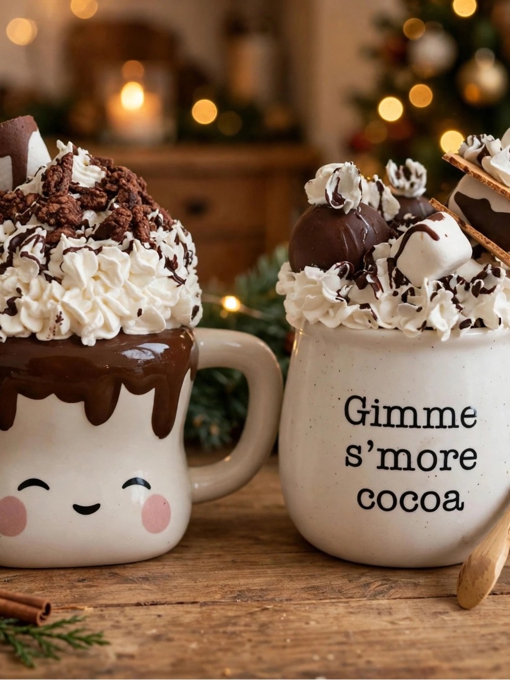 Holiday Gingerbread and Snowman Mug Set - Festive Ceramic Hot Cocoa Mugs - Picture 3 of 7